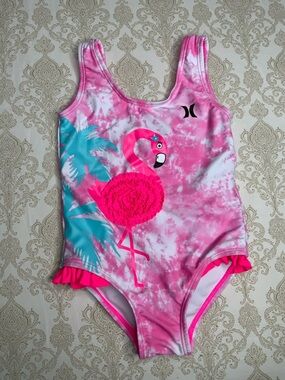 Hurley Baby Girls One Piece Swimsuit 18M Pink Flamingo Tie Dye